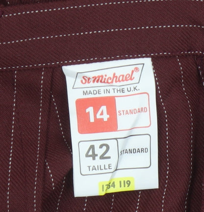 St Michael Women Red UK 14 Flared Pinstripe Midi Skort