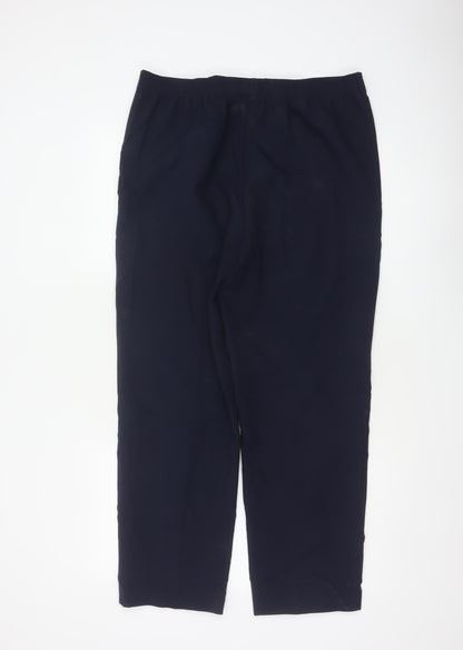Izle Women’s Navy Blue UK 14 Straight Leg Dress Trousers Elastic Waist