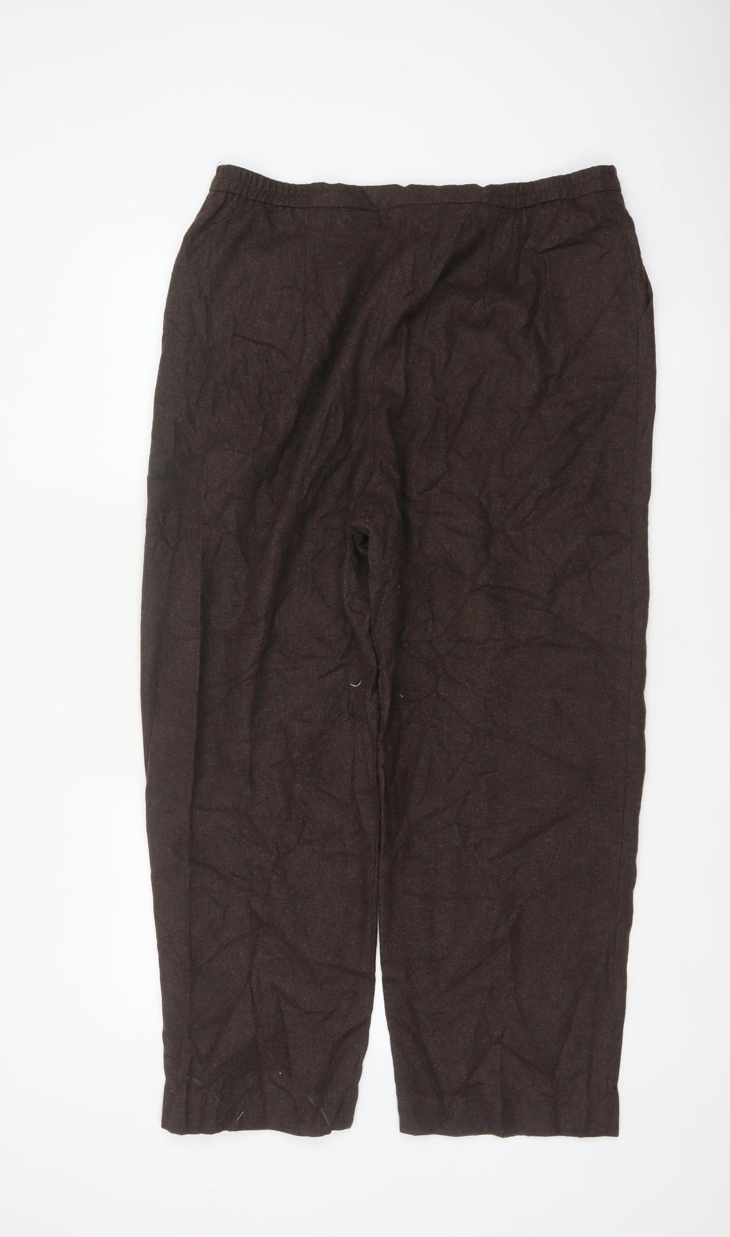 Eastex Women’s Brown Wool Blend Tapered Tailored Trousers UK 18