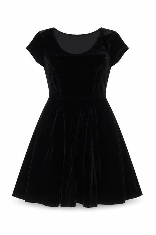 M&Co Women Black UK 14 Velvet Fit & Flare Knee Length Party Dress
