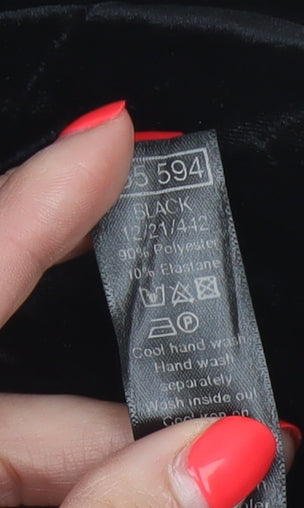 M&Co Women Black UK 14 Velvet Fit & Flare Knee Length Party Dress