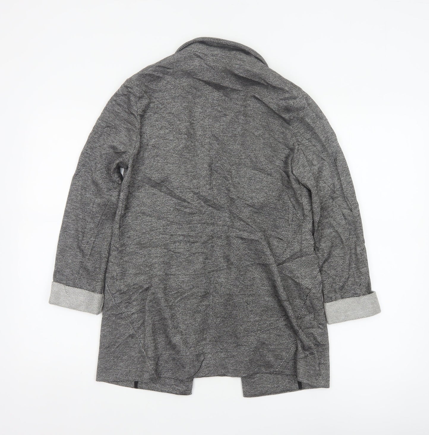 Topshop Women Grey Herringbone Blazer UK 6 Single-Breasted Cotton