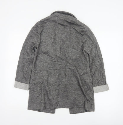 Topshop Women Grey Herringbone Blazer UK 6 Single-Breasted Cotton