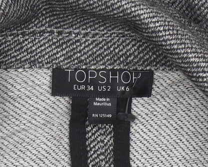 Topshop Women Grey Herringbone Blazer UK 6 Single-Breasted Cotton
