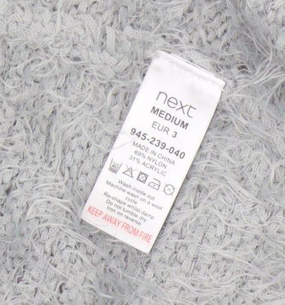 Next Women Grey M Fluffy V-Neck Open Knit Pullover Jumper