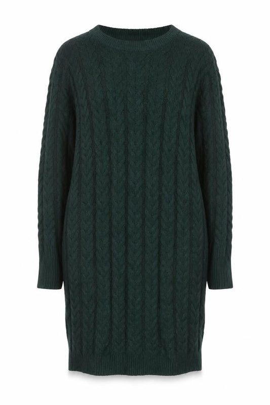 Cynthia Rowley Women Green M Cable Knit Jumper Dress Long Sleeve
