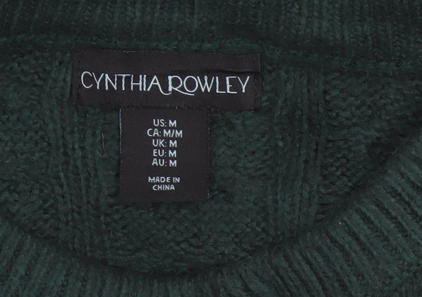 Cynthia Rowley Women Green M Cable Knit Jumper Dress Long Sleeve