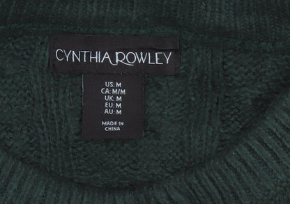 Cynthia Rowley Women Green M Cable Knit Jumper Dress Long Sleeve