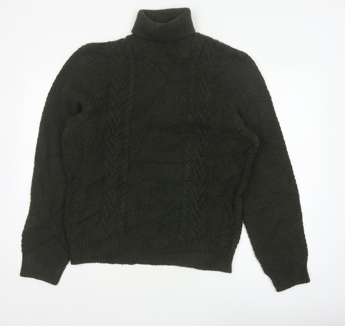 Marks and Spencer Men’s Green L Cable Knit Roll Neck Jumper