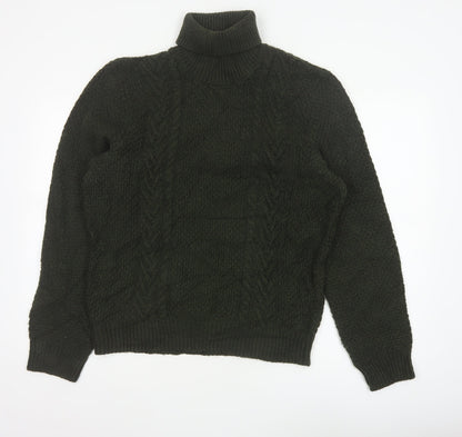 Marks and Spencer Men’s Green L Cable Knit Roll Neck Jumper