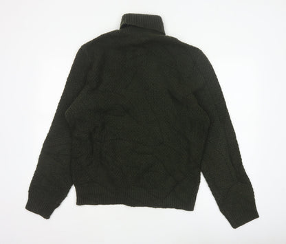 Marks and Spencer Men’s Green L Cable Knit Roll Neck Jumper