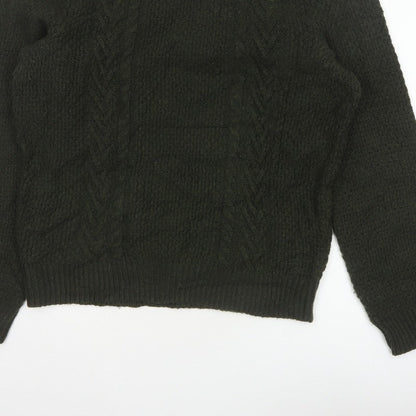 Marks and Spencer Men’s Green L Cable Knit Roll Neck Jumper