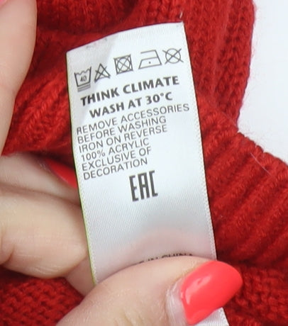 Marks and Spencer Women Red Small Christmas Tree Sequin Ugly Jumper