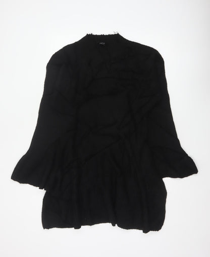 Boohoo Women Black L Ribbed Knit Jumper Dress Bell Sleeve NWT