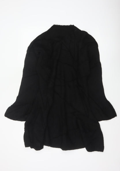 Boohoo Women Black L Ribbed Knit Jumper Dress Bell Sleeve NWT