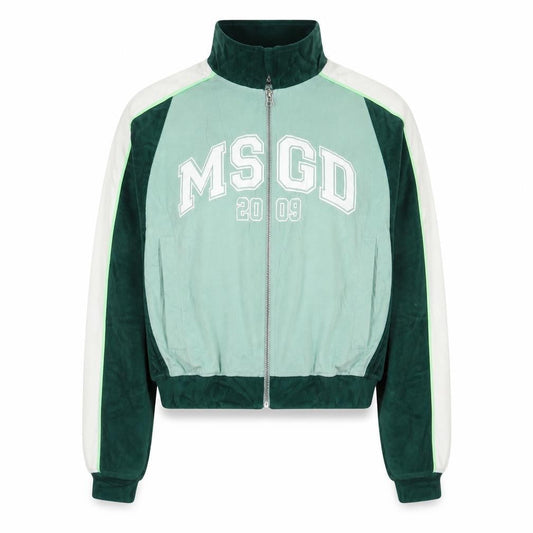 Missguided Women Green UK 8 Cropped Varsity Jacket Logo Full Zip