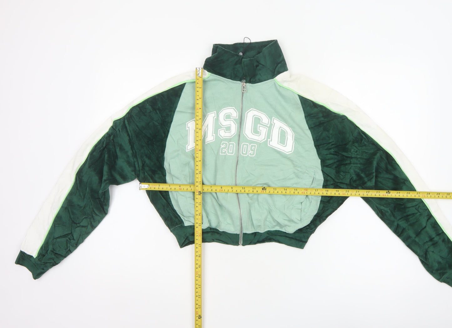 Missguided Women Green UK 8 Cropped Varsity Jacket Logo Full Zip