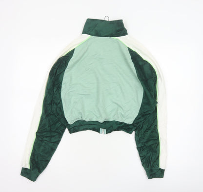 Missguided Women Green UK 8 Cropped Varsity Jacket Logo Full Zip