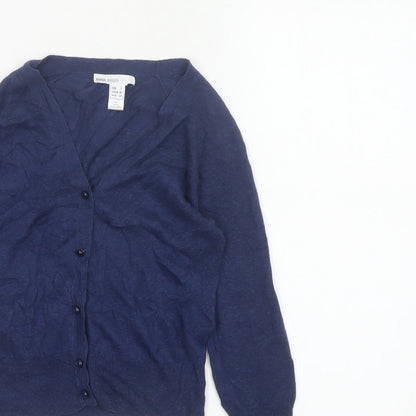 Mango Basics Women’s Blue S V-Neck Button Knit Cardigan