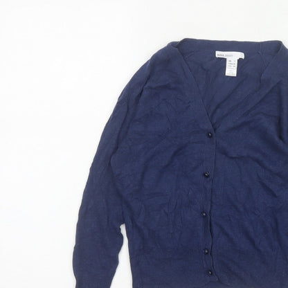 Mango Basics Women’s Blue S V-Neck Button Knit Cardigan