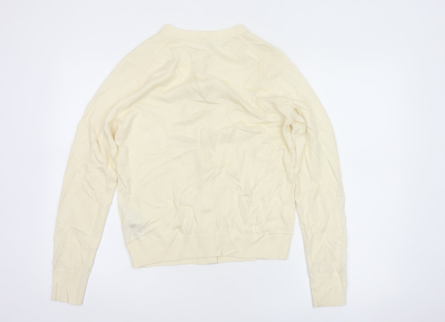 Uniqlo Women Ivory S 100% Wool Button Knit Cardigan