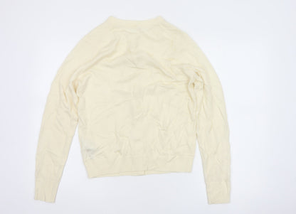 Uniqlo Women Ivory S 100% Wool Button Knit Cardigan