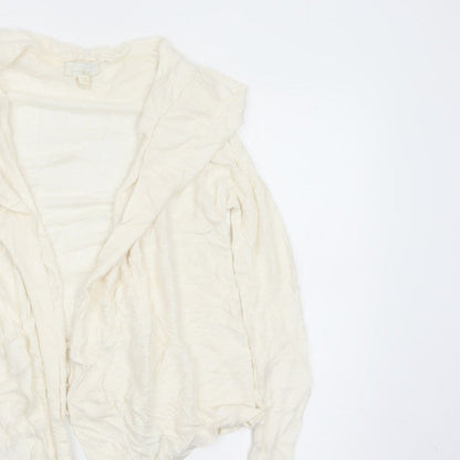 The White Company Women Ivory UK 12 Open Waterfall Knit Cardigan