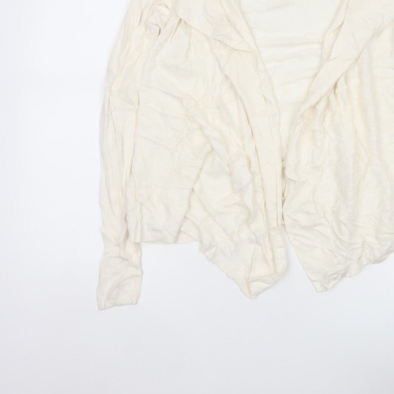 The White Company Women Ivory UK 12 Open Waterfall Knit Cardigan