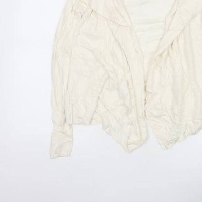 The White Company Women Ivory UK 12 Open Waterfall Knit Cardigan