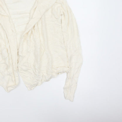 The White Company Women Ivory UK 12 Open Waterfall Knit Cardigan