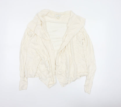 The White Company Women Ivory UK 12 Open Waterfall Knit Cardigan