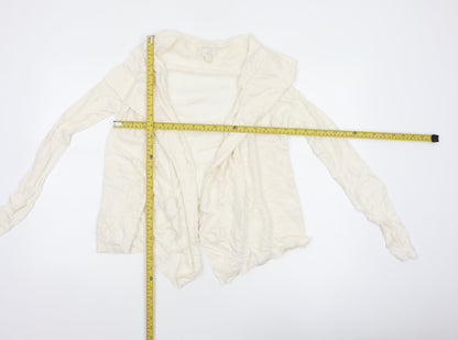 The White Company Women Ivory UK 12 Open Waterfall Knit Cardigan