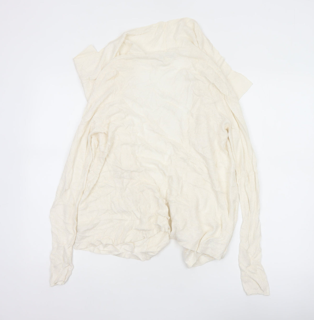 The White Company Women Ivory UK 12 Open Waterfall Knit Cardigan