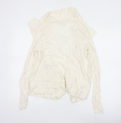 The White Company Women Ivory UK 12 Open Waterfall Knit Cardigan