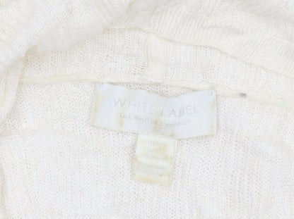 The White Company Women Ivory UK 12 Open Waterfall Knit Cardigan