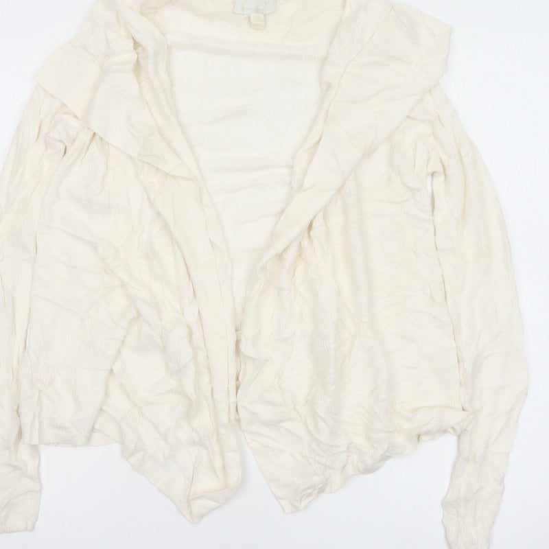 The White Company Women Ivory UK 12 Open Waterfall Knit Cardigan