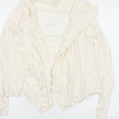 The White Company Women Ivory UK 12 Open Waterfall Knit Cardigan