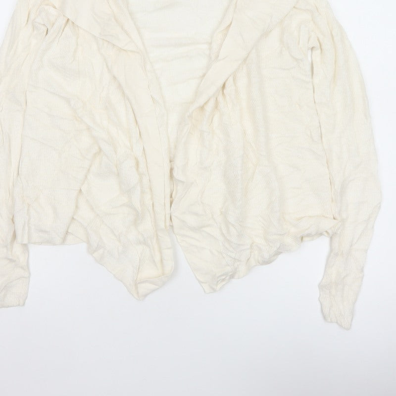 The White Company Women Ivory UK 12 Open Waterfall Knit Cardigan