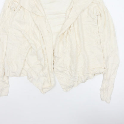 The White Company Women Ivory UK 12 Open Waterfall Knit Cardigan