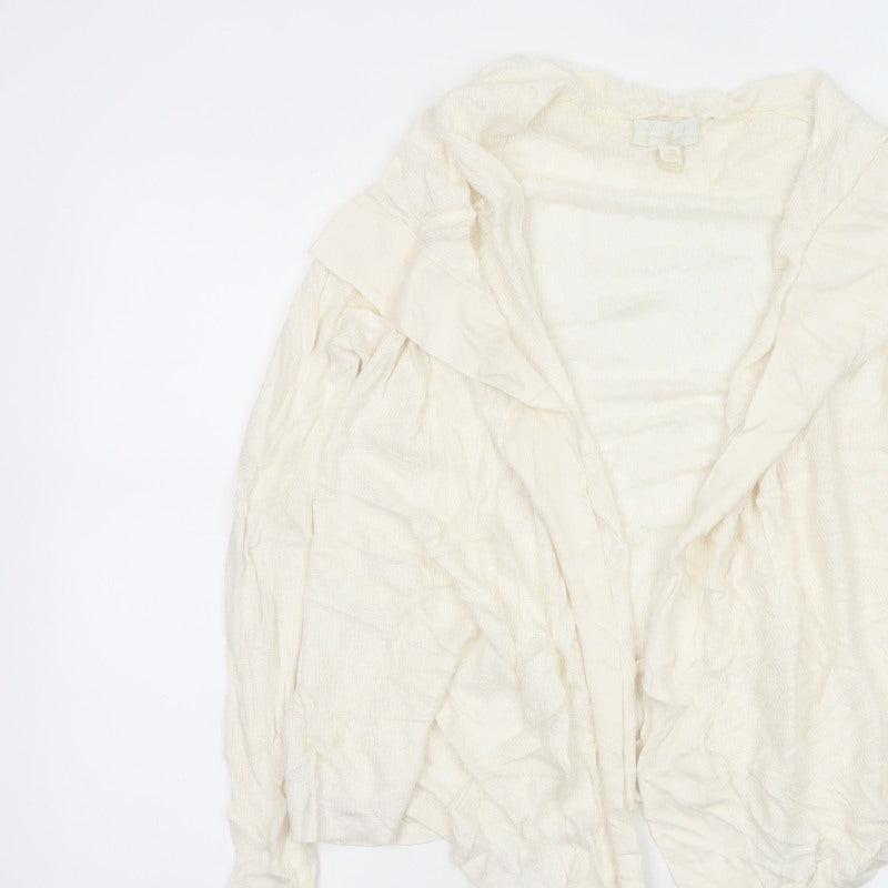 The White Company Women Ivory UK 12 Open Waterfall Knit Cardigan