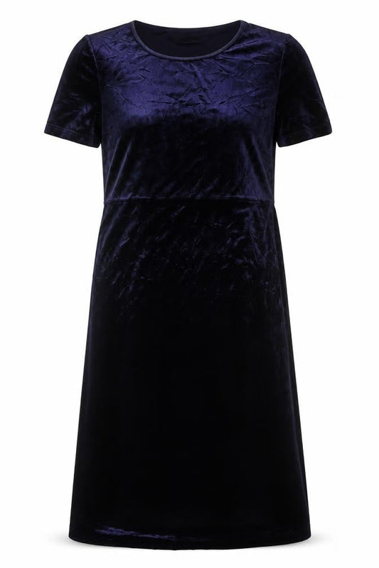 Nature's Smiley Women Blue L Long Velvet A-Line Dress