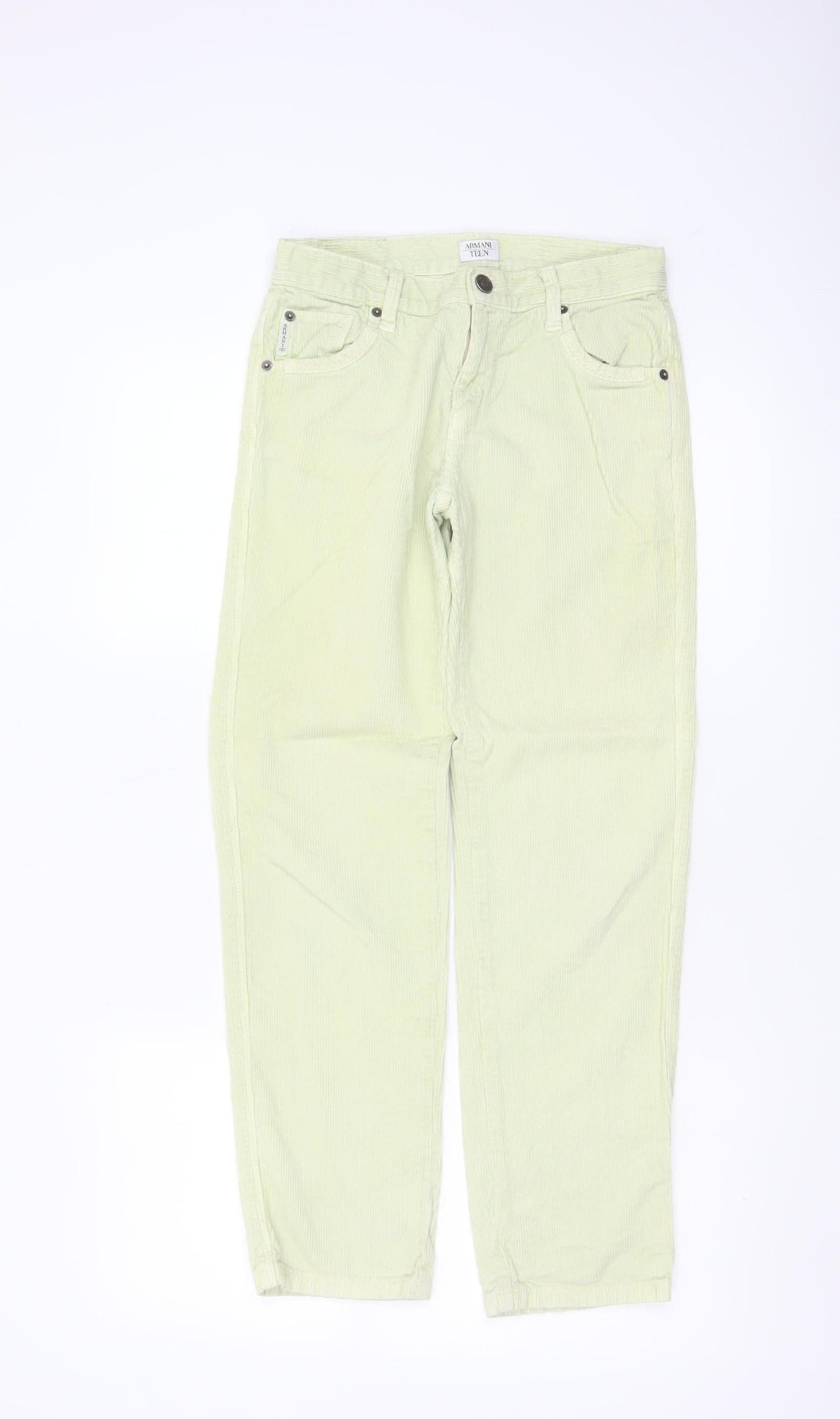 Armani Teen Boys Green 11 Years Corduroy Chino Trousers 148cm