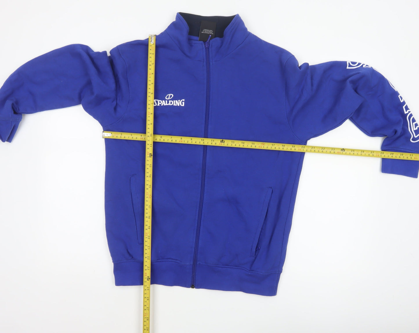 Spalding Men’s Blue S Full Zip Basketball Track Jacket Logo Pockets