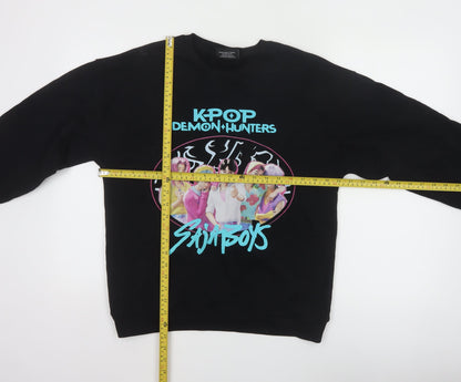 Netflix KPop Demon Hunters Saja Boys Black 13 Years Graphic Sweatshirt