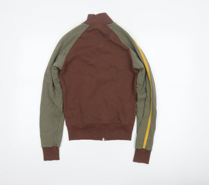 Urban Outfitters Women Brown Green 2XS Bomber Jacket Logo Full Zip