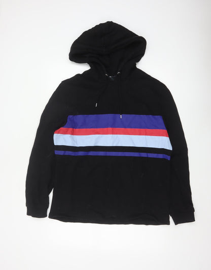 ASOS Men’s Black S Pullover Hoodie Colour Block Striped Cotton