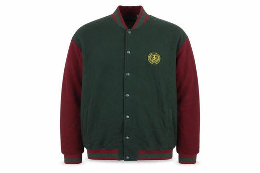 ASOS Design Mens Green Burgundy L Varsity Jacket College Crest