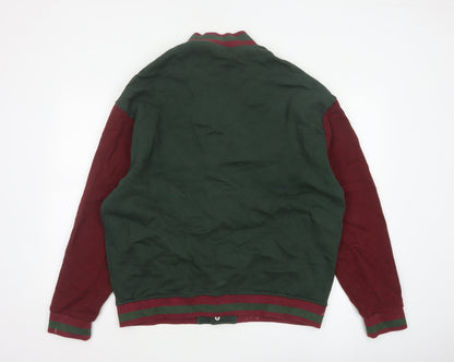 ASOS Design Mens Green Burgundy L Varsity Jacket College Crest