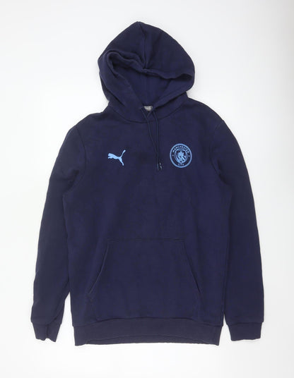Puma Men’s Blue M Manchester City Football Pullover Hoodie Logo
