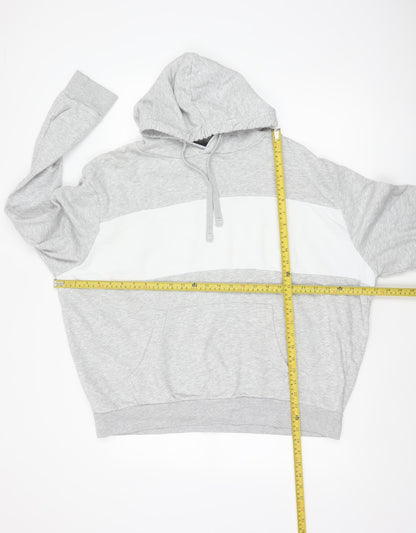 C&A Women’s Grey White Colourblock Pullover Hoodie 2XL Cotton Blend